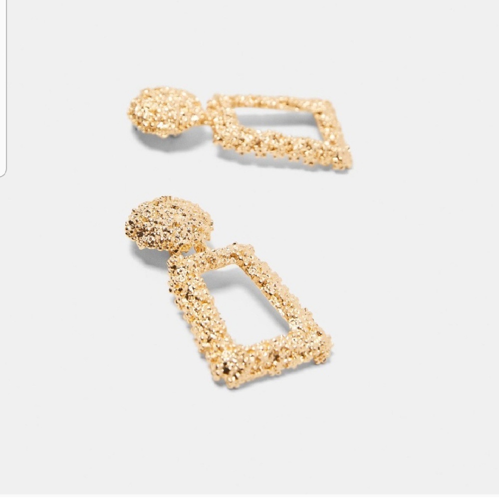Square earrings silver gold and orange and freed gift